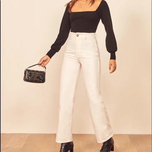 Reformation Denim - Reformation High-Rise Wide-Leg Jeans in Off-White